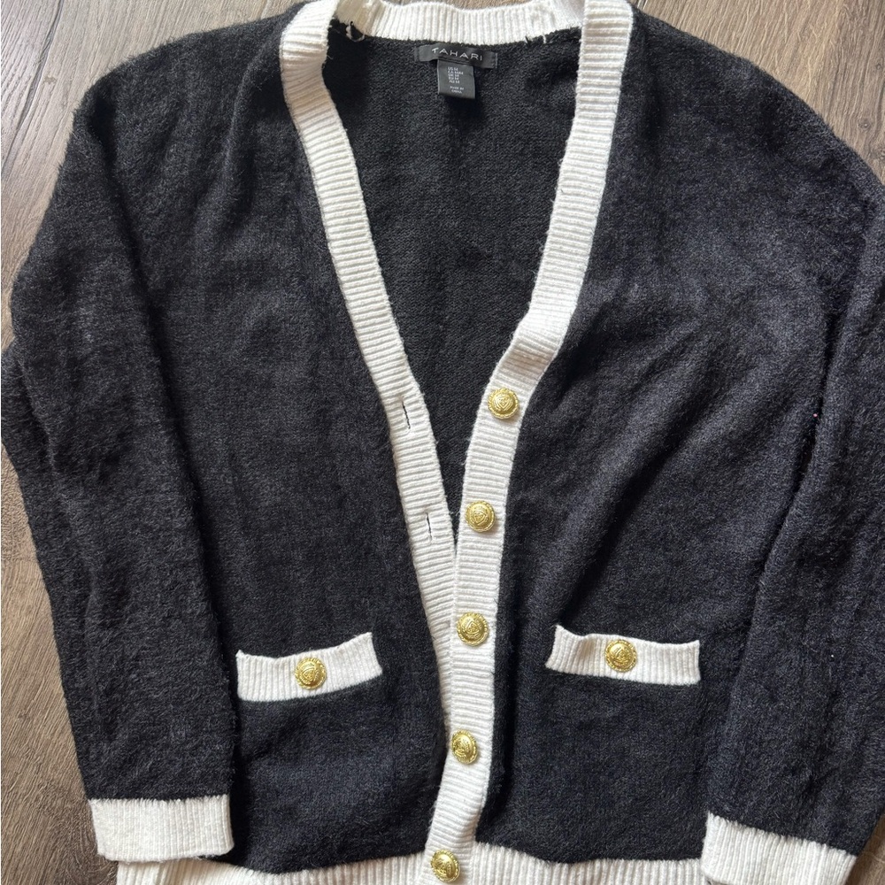 Tahari Black and White Knit Sweater